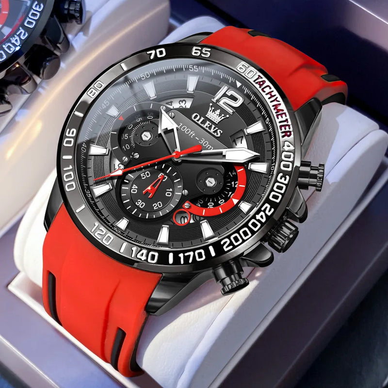 OLEVS Montre Homme Original Quartz avec Bracelet en Caoutchouc 9936 - Robustesse et Style