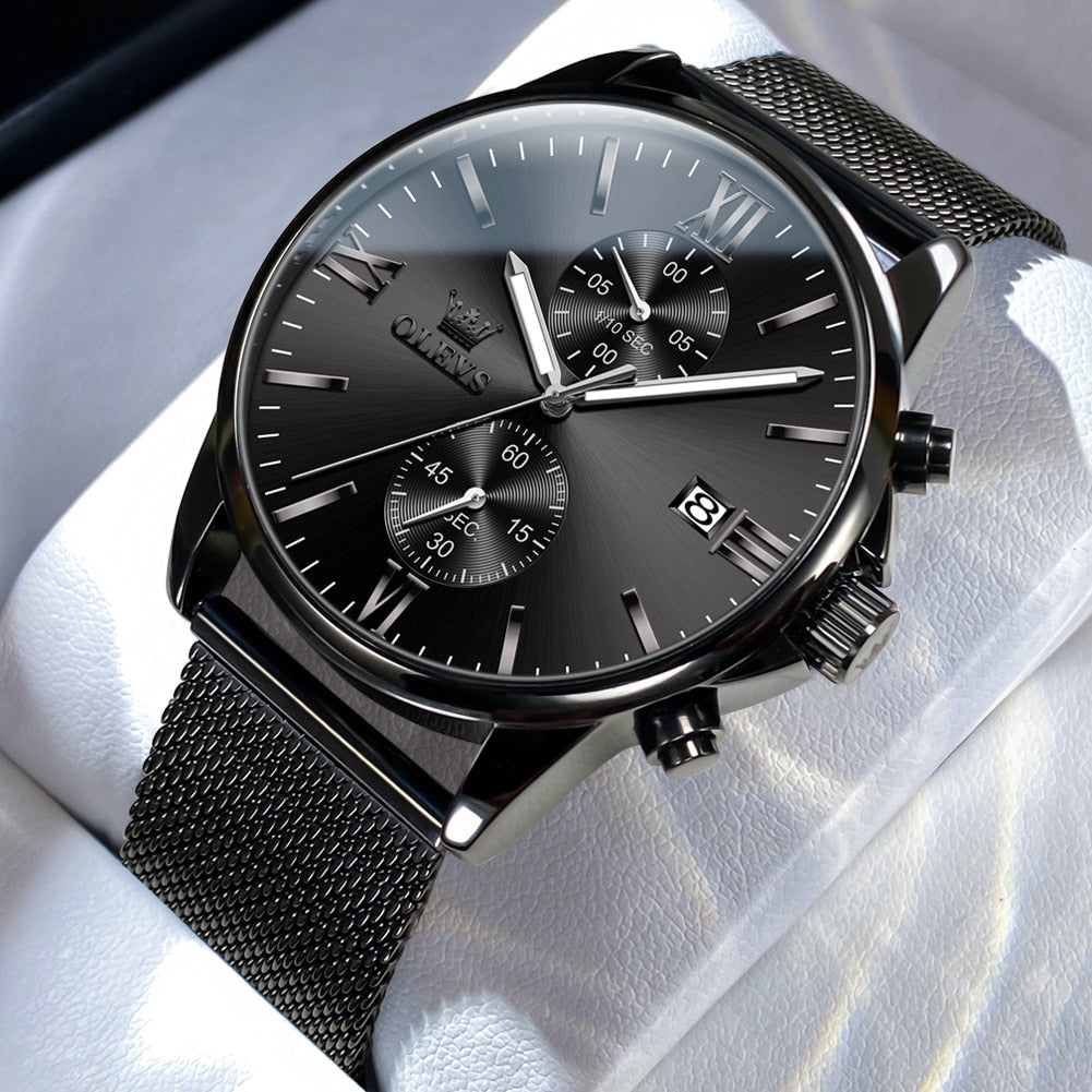OLEVS Montre Homme Originale Quartz Étanche - Acier Inoxydable 2886 42 mm