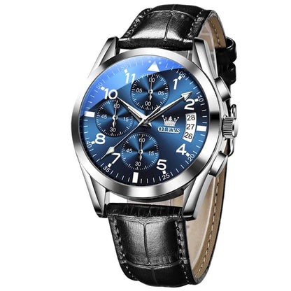 OLEVS Montre Homme Originale Quartz Étanche - Acier Inoxydable et Cuir 2878 41 mm