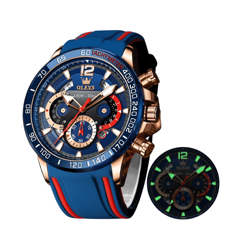 OLEVS Montre Homme Original Quartz avec Bracelet en Caoutchouc 9936 - Robustesse et Style