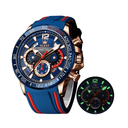 OLEVS Montre Homme Original Quartz avec Bracelet en Caoutchouc 9936 - Robustesse et Style