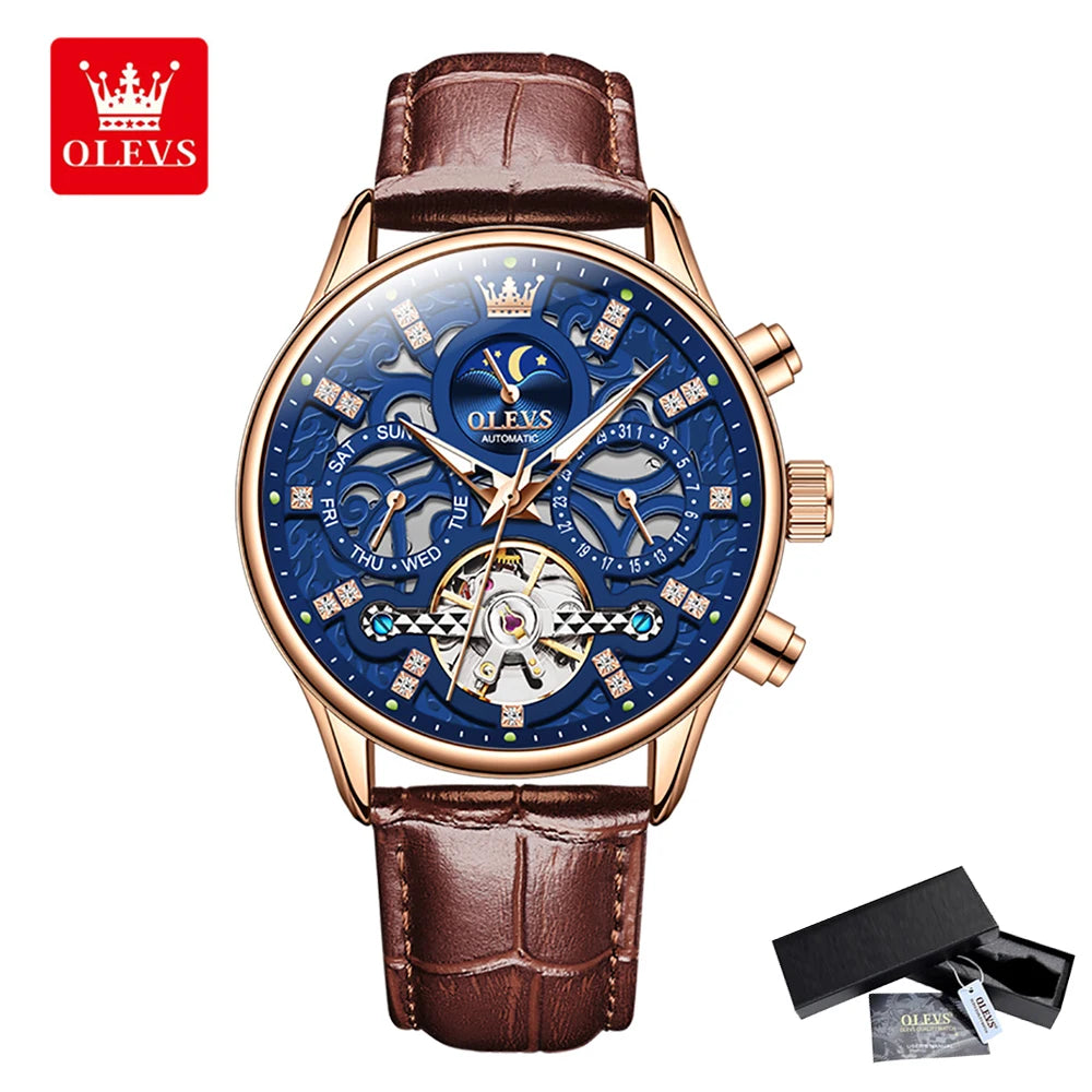 OLEVS Montre Homme Automatique Squelette 6658 - Style et Fonctionnalité