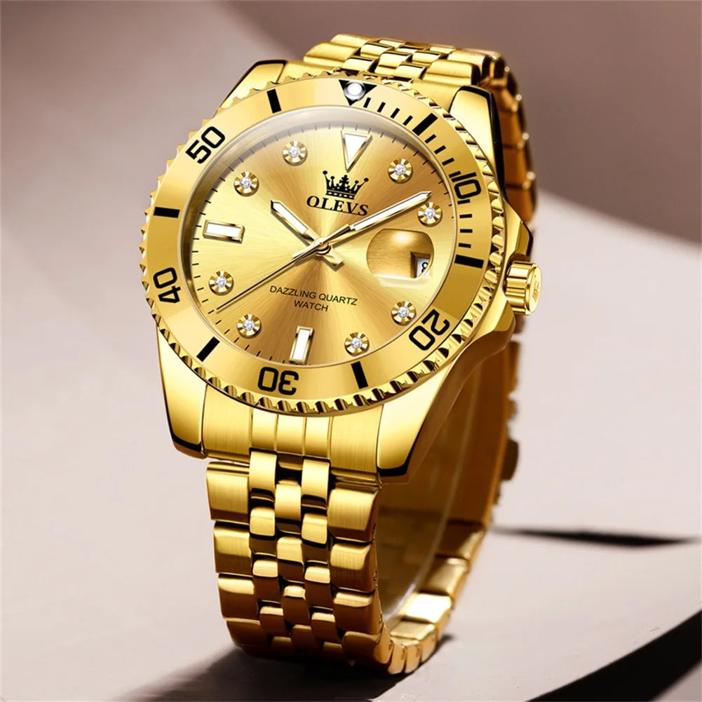 Montre Homme OLEVS Originale Quartz Étanche - 100% Acier Inoxydable 9808 40mm