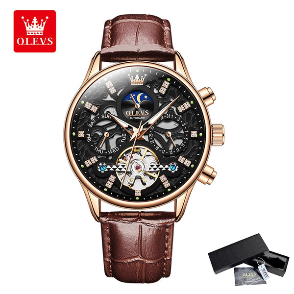 OLEVS Montre Homme Automatique Squelette 6658 - Style et Fonctionnalité