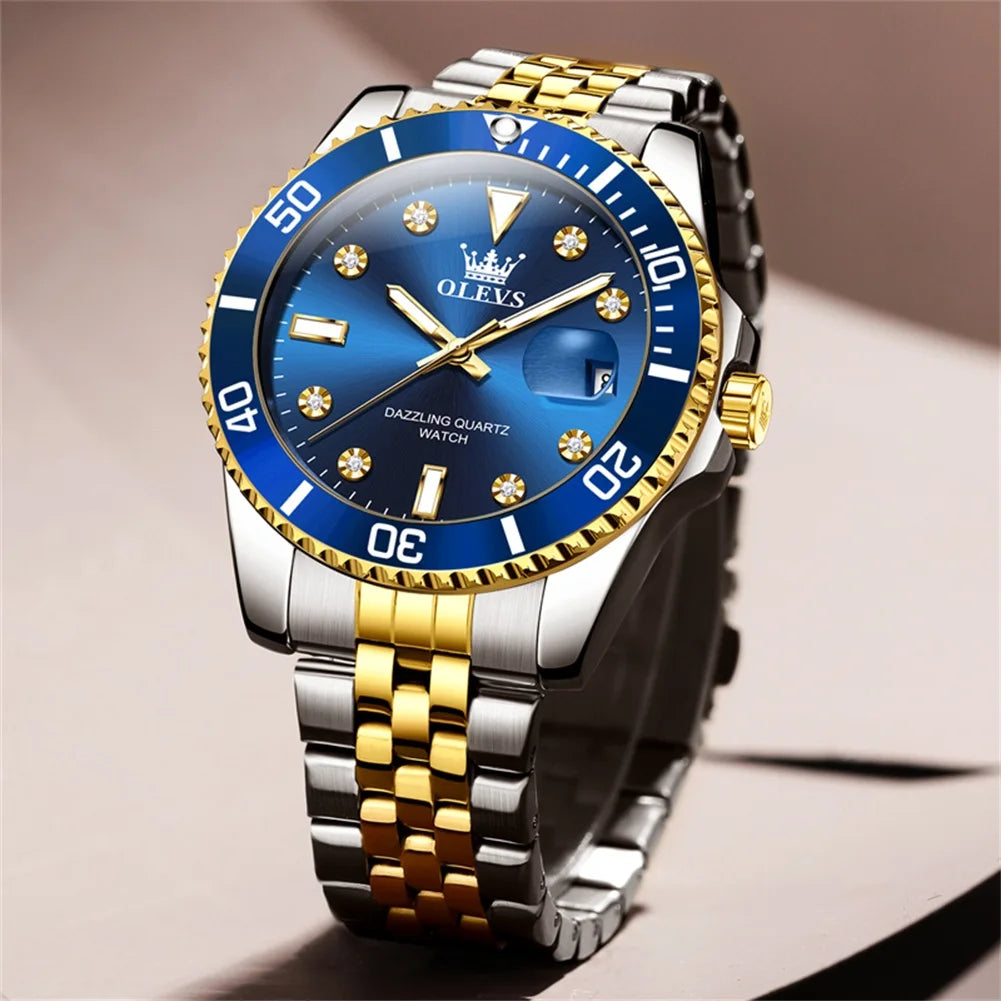Montre Homme OLEVS Originale Quartz Étanche - 100% Acier Inoxydable 9808 40mm