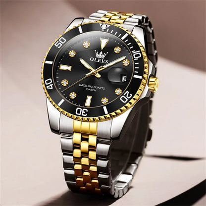 Montre Homme OLEVS Originale Quartz Étanche - 100% Acier Inoxydable 9808 40mm