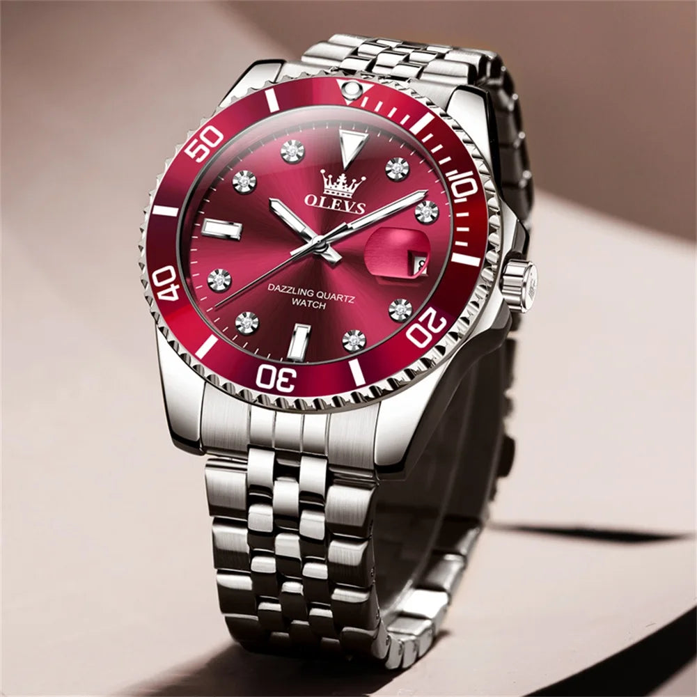 Montre Homme OLEVS Originale Quartz Étanche - 100% Acier Inoxydable 9808 40mm